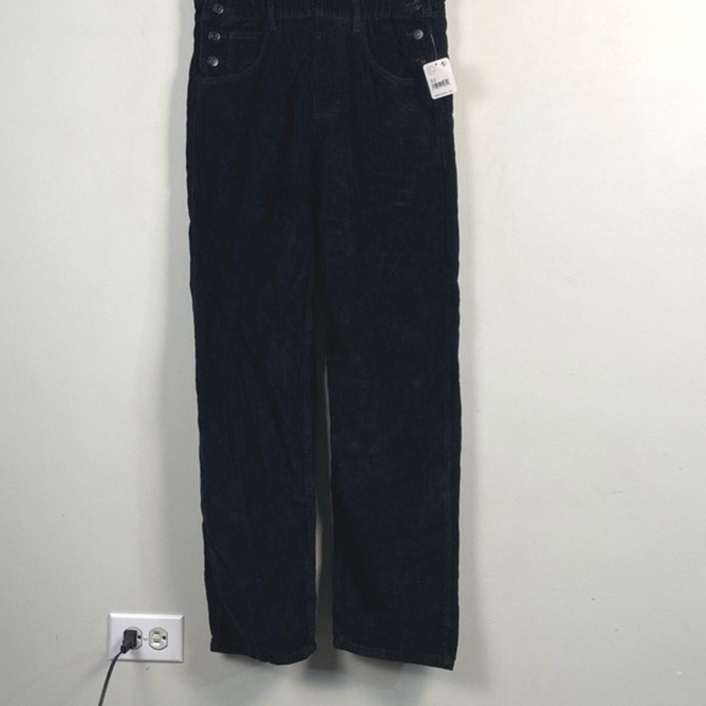 Free People Ziggy Wide Whale Corduroy Bib Overalls Black Size XS NEW Granola - Picture 3 of 7